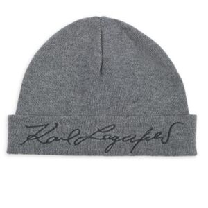 Karl Lagerfeld Paris | Stretch-Wool Logo Beanie | Gray | One Size